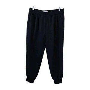 Joie Mariner Pants Women L Black Jogger Crepe Cropped Casual Chic Pocket Pull On